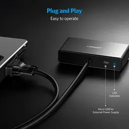 Спліттер - розгалуджувач - адаптер Ugreen VGA to 2xVGA Splitter MicroUSB Port (1 метр) (UGR-20918) - мініатюра 4