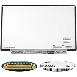 Матриця 13.3 N133BGG-EA1 1366х768, 30pineDP, LED, SLIM без планок та вушок, матова, роз'єм праворуч знизу для ноутбука