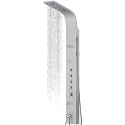Душова панель Corsan Kaskada silver LED з виливом та термостатом A014MSLLEDW, Сірий
