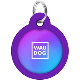 Адресник для собак і котів Waudog Smart ID з QR паспортом Градієнт фіолетовий 30 мм - мініатюра 2