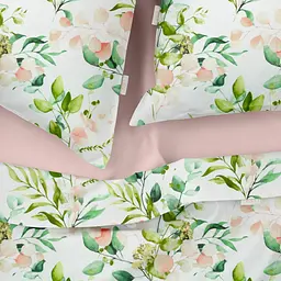 Комплект постільної білизни Cosas євро з простирадлом на резинці FLORAL LEAVES 200 x 220 см (FoliageGreenBudRose_El-40Rose_200) - мініатюра 3