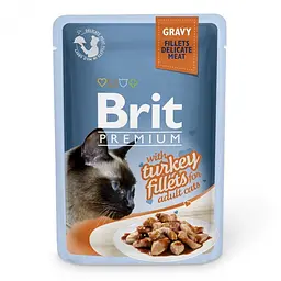 Вологий корм Brit Premium Cat Pouch для кішок, філе індички в соусі, 85 г