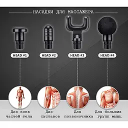 Портативний ручний масажер на акумуляторі м'язовий сірий - мініатюра 5