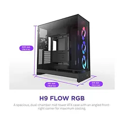 Корпус для ПК NZXT H9 Flow RGB Dual-Chamber All Black (CM-H92FB-R1) - мініатюра 2
