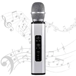 Бездротовий караоке-мікрофон Losso K6 Premium з вбудованим динаміком і Bluetooth Silver (18962) - мініатюра 2