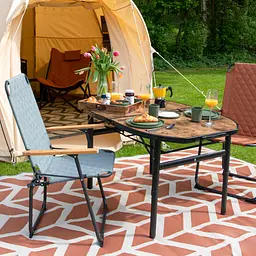 Складний стіл Bo-Camp Woodbine Oval 100x70 cm Black/Wood look (1404185), Коричневий - мініатюра 8