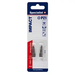 Вставка-викрутка біта Specialist+ PZ1x25, 2 шт. (24/2-054)