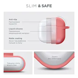 Силіконовий чохол для навушників Apple AirPods 4, Hang Case, рожевий, ультратонкий захисний кейс товщиною 2 мм, захист від подряпин, пилу та ударів, компактний, з карабіном для кріплення, ArmorStandart (ARM81290) - мініатюра 3