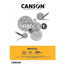 Склейка паперу для рисунку Canson Graduate Bristol А4 (21х29.7см) 180г/м2 20л