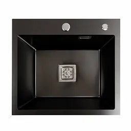 Кухонна мийка Platinum Handmade PVD HSBB 50x45 чорна (квадратний сифон 3,0/1,0), Чорний