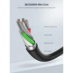 Дата кабель USB 2.0 AM to Type-C 1.0m US287 Black Ugreen (60116) - мініатюра 7