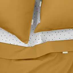 Комплект постільної білизни Cosas Curcuma CS4 Євро гірчичний (Ranfors16_Mustard_DotsBlackWhite_200) - мініатюра 3