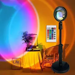 Проекційний світильник Sunset Lamp RGB з пультом на штативі, лампа-проектор заходу сонця USB - мініатюра 6