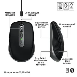 Миша бездротова Logitech MX Anywhere 3S for Mac Space Grey (910-006947) - мініатюра 6