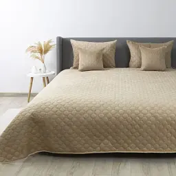 Покривало ТЕП велюрове Velour Ромб круглий 150x210 см золотий беж