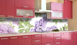 Вініловий кухонний фартух Ніжна Бузок наклейка для кухні ПВХ листя Квіти Фіолетовий Happy Pocket Z181635 - мініатюра 2