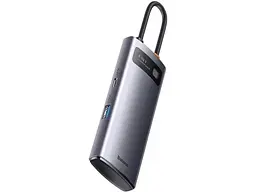 Хаб USB Metal Gleam, Grey, Type-C 3.0 - 1xType-C (15 Вт) / 4xUSB 3.0, кабель 15 см Baseus teh0027580 - мініатюра 3