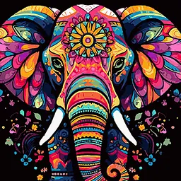 Набір для розпису по номерах Strateg Екзотичний слон на чорному фоні 40х40 см (AV4040-46)