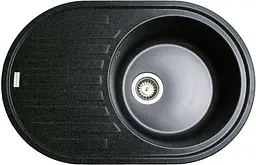 Кухонна мийка Adamant ELLIPSIS чорний металік 765x495x200 мм, з крилом 76,5 см