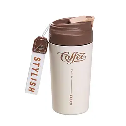 Термочашка Coffee 480 мл з керамічною колбою, коричневий Yiwu HP-14-14BR - мініатюра 2
