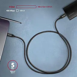Кабель AXAGON BUCM3-CM10AB USB-C-USB-C 3.2 Gen 1, 3m, PD 60W, 3A, чорний - мініатюра 4