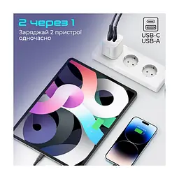 Зарядний пристрій Promate USBC PD25W + USBA QC3.0 18W White (powerport-25ac.white) - мініатюра 4