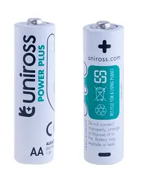Батарейка Uniross лужна Power Plus Alkaline AA 1.5V - BX40 ПВХ плівка 2 шт в упаковці