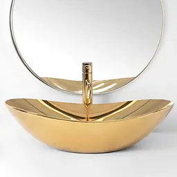 Умивальник Rea Royal 36x62,5 gold (REA-U4545), Глянцева - мініатюра 3