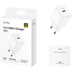 Зарядний пристрій 1xUSB 20W, (GaN, 1хUSB-C, QC+PD 3.0, вилка ЄС, для iPhone від 12 серії (CH20_EU) - мініатюра 4