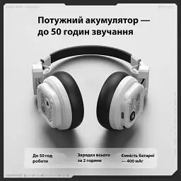Бездротові ігрові навушники Onikuma GT803 Bluetooth гарнітура з мікрофоном та шумопоглинанням White (19121) - мініатюра 7