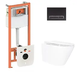 Набір Qtap Nest 4 в 1 підвісний унітаз Swan Ultra Quiet 520x360x320 + комплект інсталяції QT16335180W48197 - мініатюра 1
