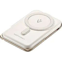 Універсальна мобільна батарея Vention Magnetic Wireless 10000mAh 20W PD USB-C In/Out, QI-15W Білий - мініатюра 2