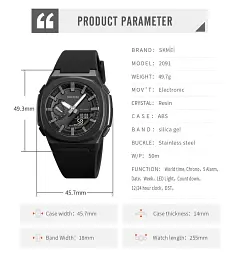 Чоловічий наручний годинник Skmei 2091 цифровий електронний спортивний Black Grey Black, 2091BKGYBK (19153) - мініатюра 6