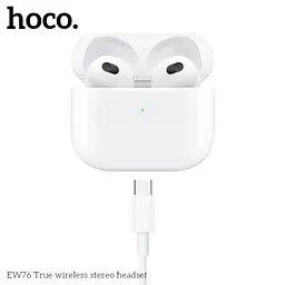 Бездротові навушники TWS Hoco EW76 |BT5.4, 300/30mAh, 150/4h, Type-C, AC6983| вкладиші white - мініатюра 2