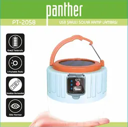 Кемпінг лампа на акумуляторі ліхтар Panther PT-2058 LED + СОНЯЧНА БАТАРЕЯ та пульт - мініатюра 3