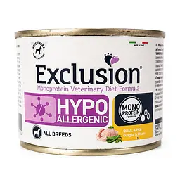 Влажный корм для собак Exclusion Monoprotein Veterinary Diet Hypoallergenic Quail & Pea, 200 г