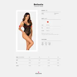 Боді Obsessive Bellastia otwarte XL/2XL (чорний) - мініатюра 13