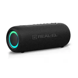 Колонка портативна 2.0 Real-El X-715 Black, 2 x 5 Вт, пластиковий корпус, Bluetooth, USB-А/USB-C, AUX, RGB підсвічування, живлення від акумулятора (EL121600027)