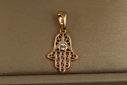 Кулон Xuping Jewelry хамса з білим камінчиком 1,6 см золотистий