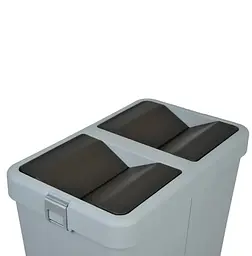 Відро для сміття Motek на 40 л + 40 л з поворотною кришкою 55х35.5х59 см Сіре (COB-414) - мініатюра 4