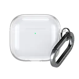Чохол для навушників Apple AirPods 4, прозорий, Air, термополіуретан (TPU), протиударний, захист від подряпин, пилу і ударів, футляр з карабіном для кріплення, точні вирізи для доступу до роз"ємів, ArmorStandart (ARM82557)