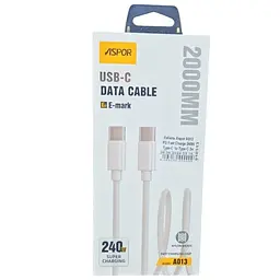Швидкісний кабель Aspor A013 usb-c to usb-c 240 Вт 2 м білий - мініатюра 3