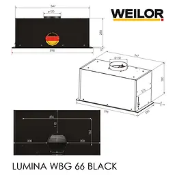 Витяжка повновбудована WEILOR LUMINA WBG 66 BLACK - мініатюра 18
