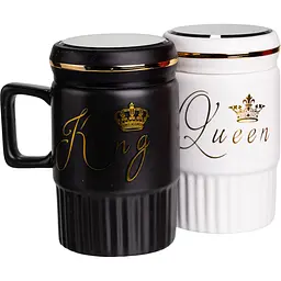 Парні чашки порцелянові King & Queen 450 мл з кришкою FM-26