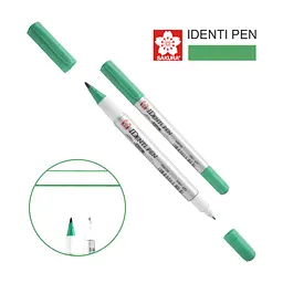 Маркер Sakura перманентный IDENTI PEN двухсторонний, 0.4/1 мм, зеленый (084511365162)