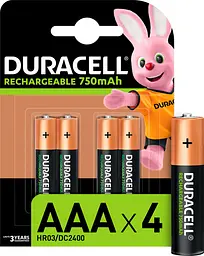 Акумулятори Duracell AAA 750mAh (4 шт.) Перезаряджувані Батарейки
