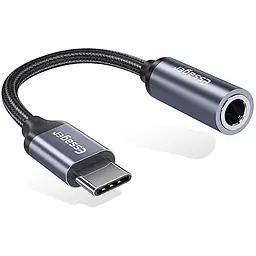 Адаптер Essager USB Type-C - 3.5 мм (M/F), 0.1 м, Black (EZJE01-0G)