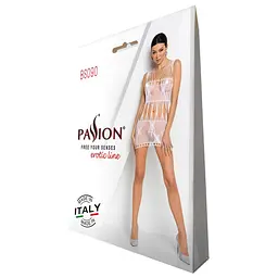 Бодістокінг - міні-сукня з метеликами Passion BS090 white One size - мініатюра 6