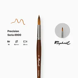 Пензель синтетика кругла Raphael Precision, №16, для акрилу та олії, довга ручка - мініатюра 2