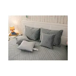 Покривало Руно двостороннє декоративне Velour Dark Grey ромб 150х220 см (360.55_Dark Grey ромб) - мініатюра 7